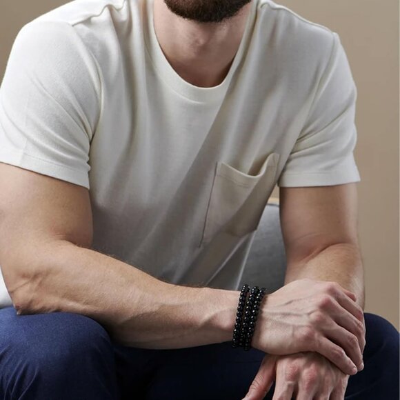 ⚡Rankeef Men 2Grey Lava Rock Tiger Eye 8MM Natural Stone Crystal Beaded Bracelet - Picture 5 of 8